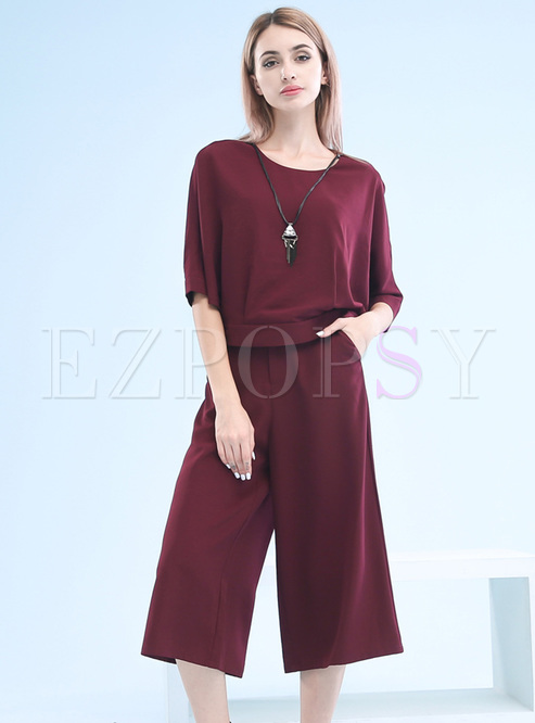 Brief Chiffon Half Sleeve Two-piece Outfits