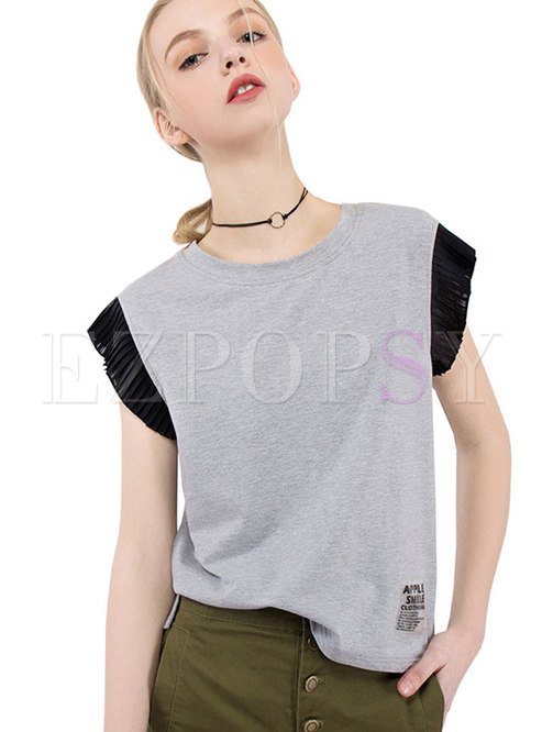 Casual Color-matched Loose T-shirt