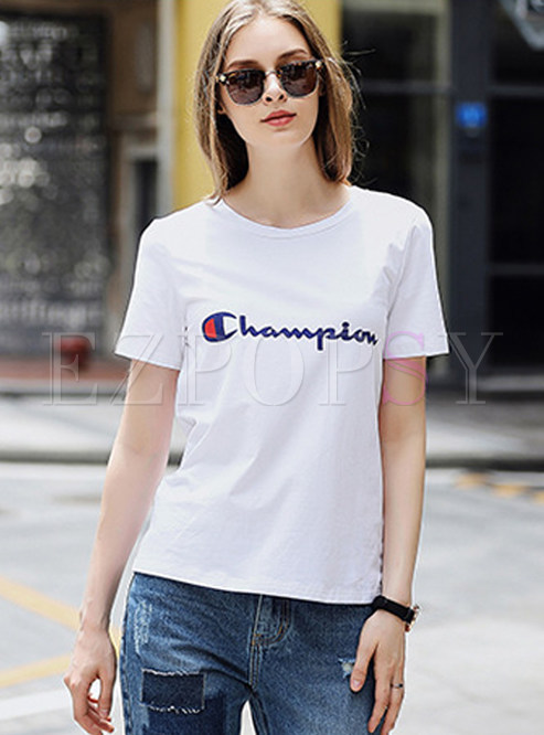 Fashion Letter Design Loose T-shirt