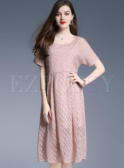 Dresses | Skater Dresses | Pink Dot Print Casual Pleated Dress