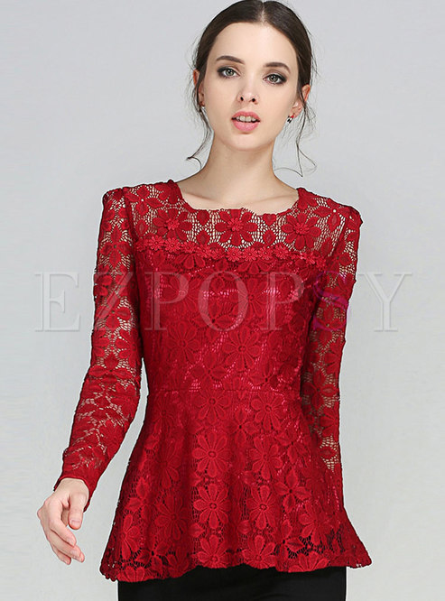 Lace Stereoscopic Flower Embroidery Top