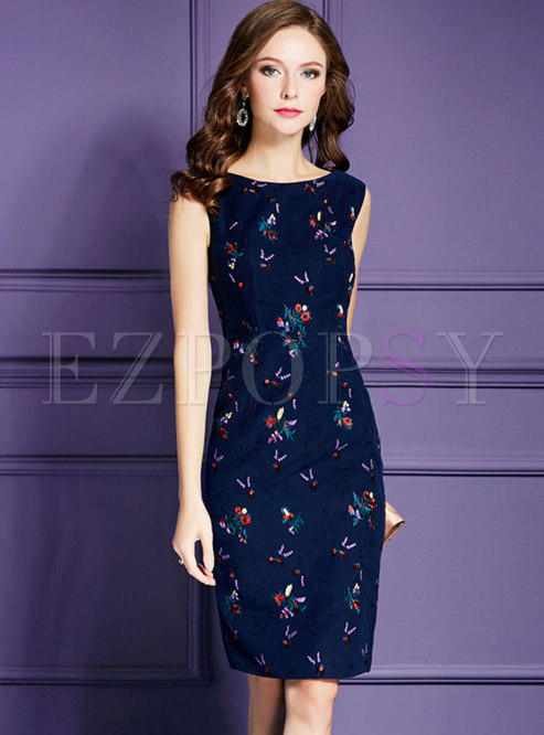 Dresses | Bodycon Dresses | Vintage Floral Embroidery Sheath Dress