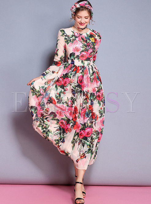 Dresses | Maxi Dresses | Chic Spangle Print High Waist Maxi Dress