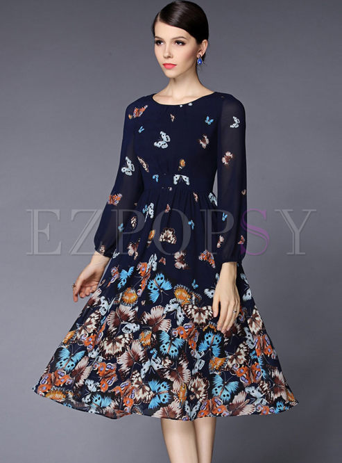 Dresses | Skater Dresses | Elegant Butterfly Print Skater Dress