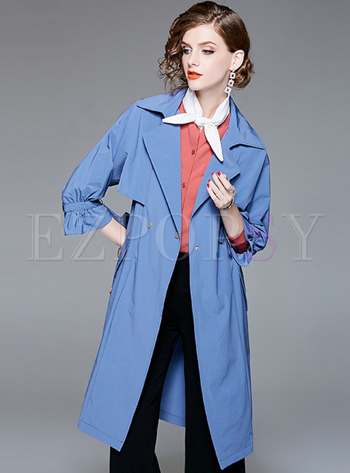 Street Fashionable Tied Patchwork Trench Coat
