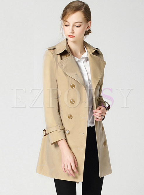 Outwear | Trench Coats | Fashion Notched Bowknot Belted Pocket Trench Coat