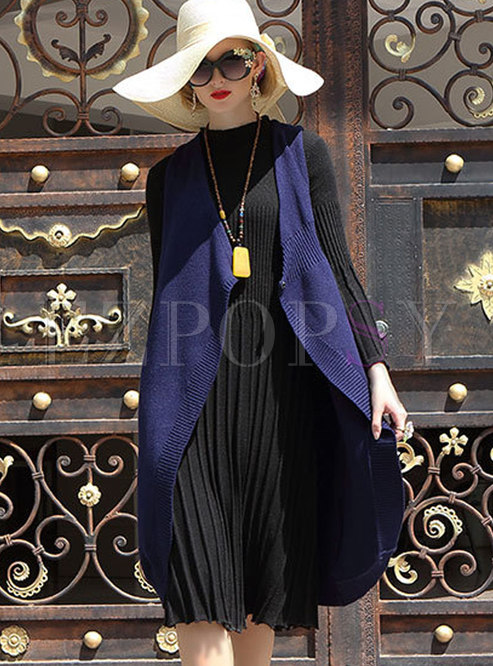 Elegant Sleeveless Cardigan Knitted Coat