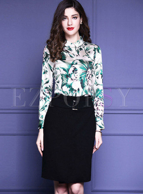 Two-piece Outfits | Two-piece Outfits | Brief Printed Long Sleeve Top ...