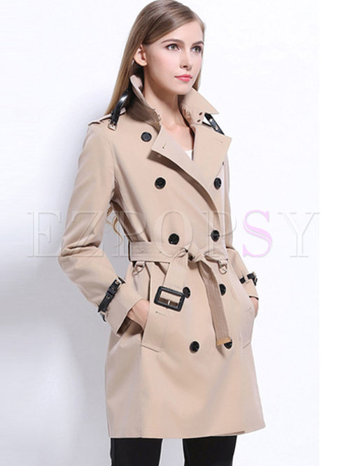 Outwear | Trench Coats | Fashion Khaki Double-breasted Slim Trench Coat ...
