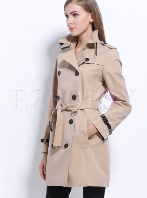 Outwear | Trench Coats | Fashion Khaki Double-breasted Slim Trench Coat ...