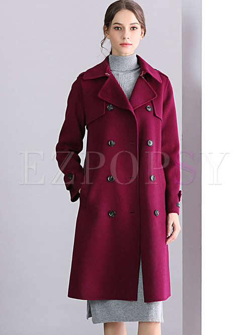 Outwear | Jackets/Coats | Purple Slim Lapel Double-breasted Coat With Belt