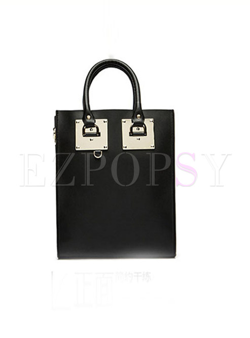 Retro Black Open-top Square Top Handle Bag