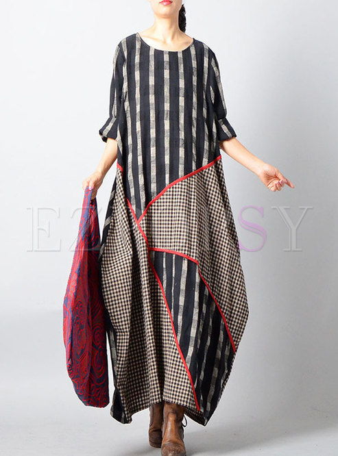 Dresses | Maxi Dresses | Fashion Retro Black Linen Shift Asymmetric ...