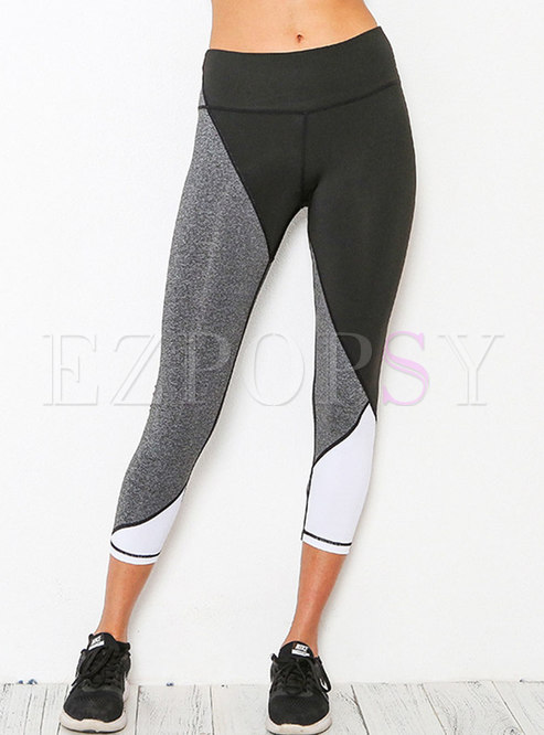 Casual Color-blocked Tight Yoga Bottoms