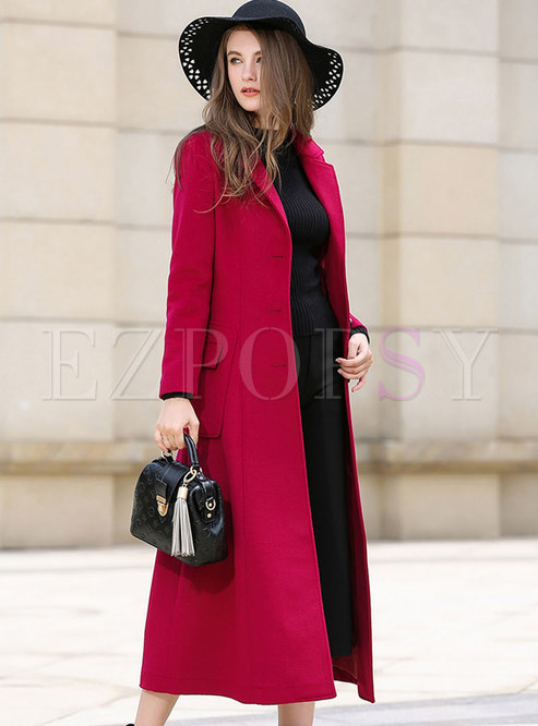 Outwear | Jackets/Coats | Rose Red Slim Long Overcoat With Pockets