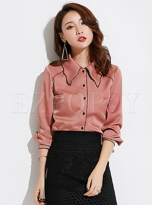 Brief Single-breasted Lapel Slim Blouse