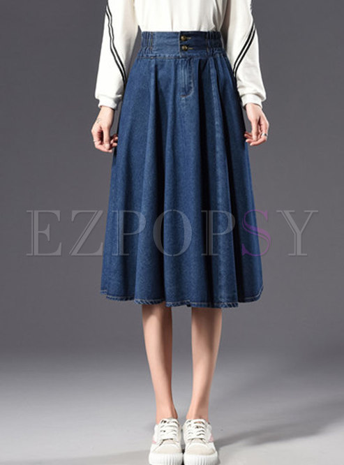 Skirts | Skirts | Fashion Cotton Blue Big Hem Denim Plus Size Skirt