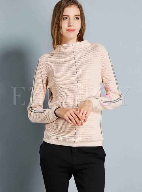 Chic Color-blocked Long Sleeve Short Sweater
