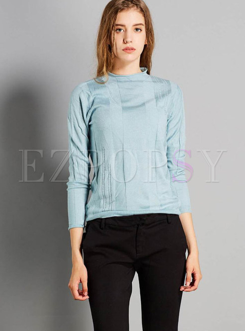 Light Blue Long Sleeve Pullover Sweater