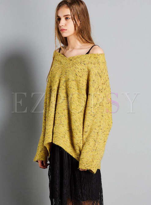 Solid Color Plus Size Loose Long Sleeve Pullover Sweater