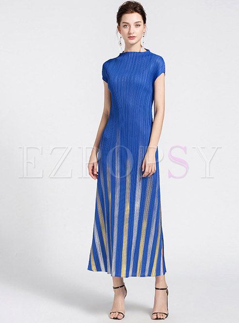 Stylish Stand Collar Side-slit Slim Maxi Dress