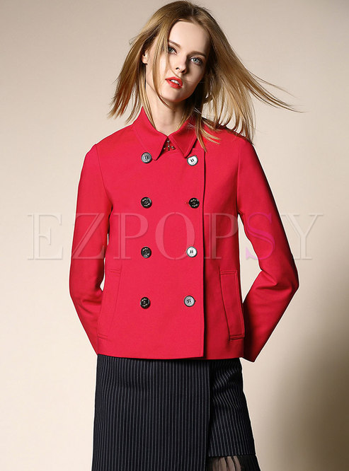 Brief Solid Color Lapel Double-breasted Short Trench Coat