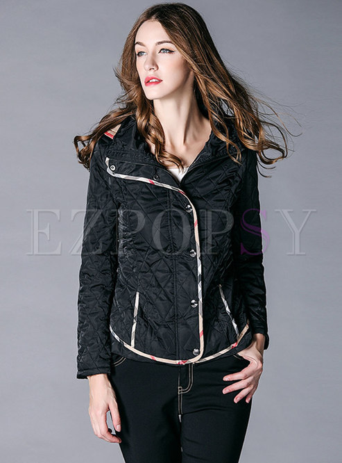 Trendy Hooded Single-breasted Asymmetric Thick Coat