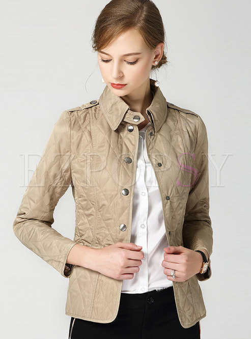 Pure Color Lapel Single-breasted Short Coat