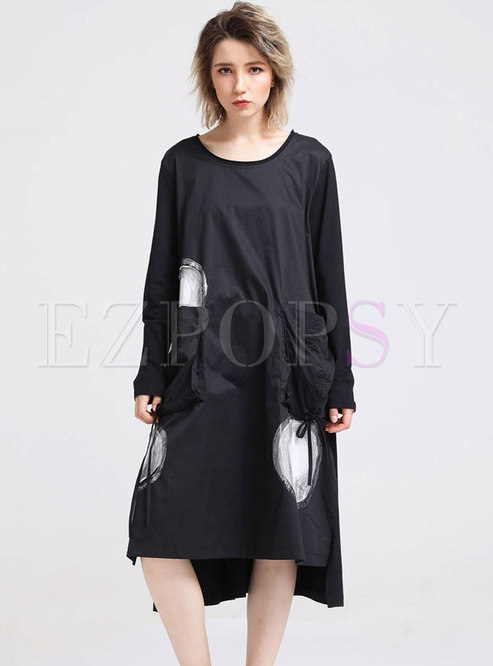Casual Polka Dot Side-slit Plus Size Dress