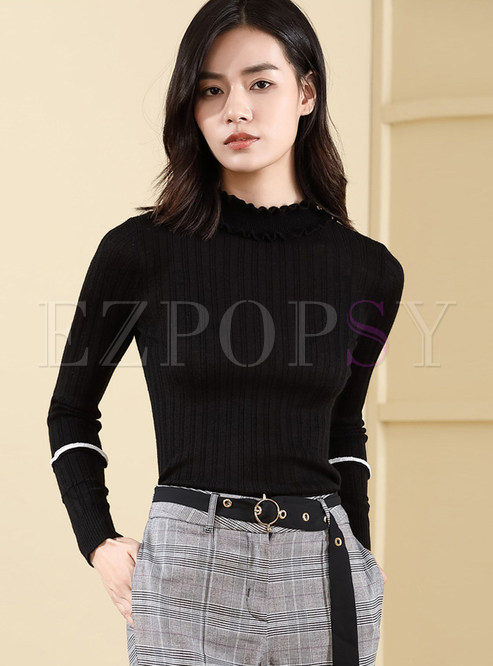 Casual Turtle Neck Long Sleeve Sweater