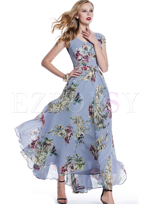 Dresses | Maxi Dresses | Floral Print Long Bohemian Maxi Dress