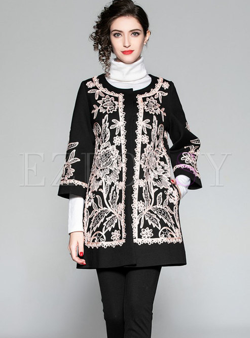 Trendy Stylish Stereoscopic Embroidery Trench Coat