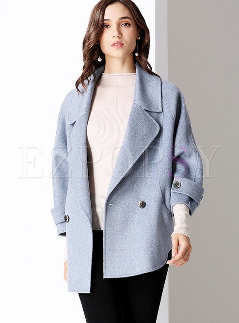 Outwear | Jackets/Coats | Brief Blue Notched Asymmetric Double-sided ...