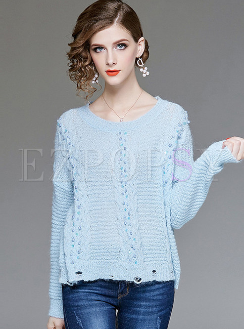 Casual Loose Hollow Out Pullover Sweater