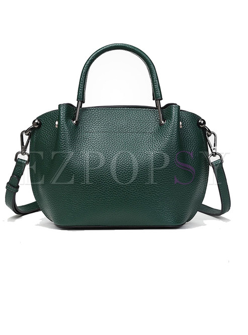 Bags | Bags | Green Mini Genuine Leather Shell-shape Tote Bag
