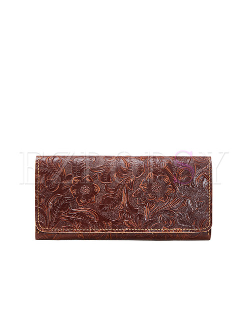 Chic Cowhide Leather Artificial Grain Wallet