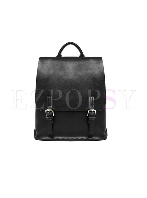 Brief Preppy Style Fashion Buckle Backpack