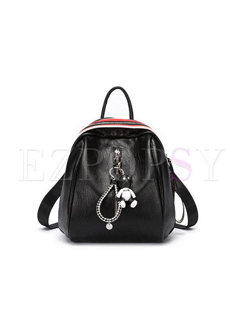 Casual Zipper Pocket Red Backpack 