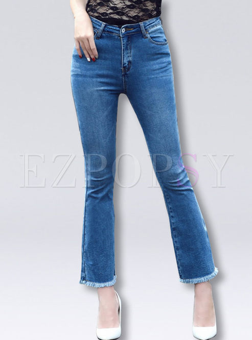 Casual Slim Micro-flare Edging Jeans