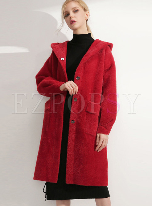 Solid Color Lantern Sleeve Single-breasted Coat