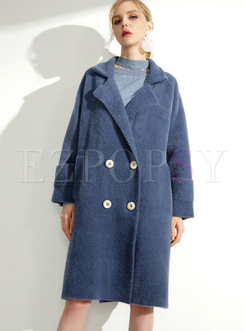Trendy Long Sleeve Pocket Plush Warm Overcoat
