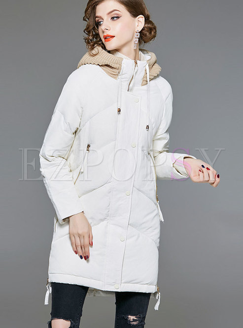 Fashion Duck Down Hooded Down Coat With Drawstring