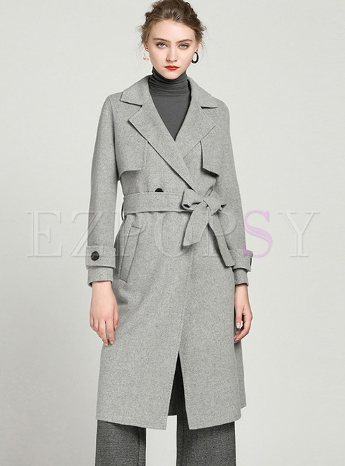 Outwear | Jackets/Coats | Stylish Notched Pocket Slim Knee-length Overcoat