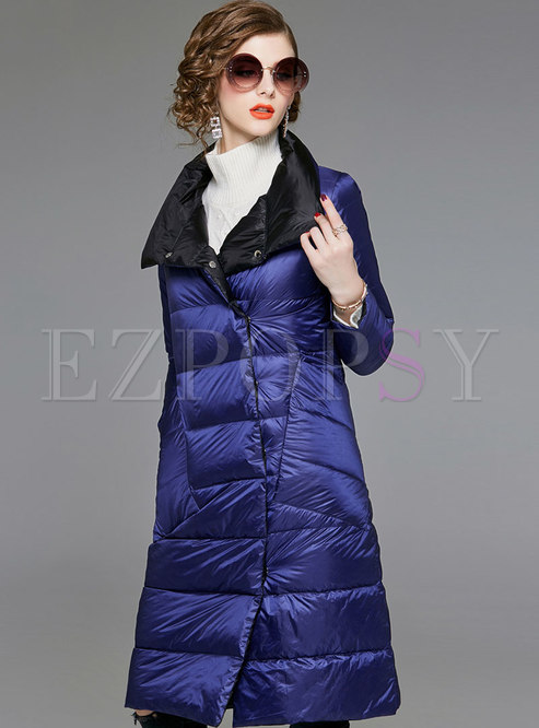 Outwear | Down Coats | Trendy Stylish Blue Thicken Double-sided Down Coat