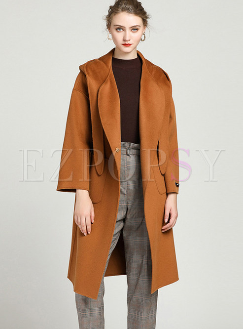 Outwear | Jackets/Coats | Hooded Double-sided Woolen Invisible Button ...