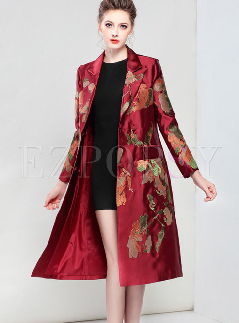 Outwear | Jackets/Coats | Autumn Lapel Embroidered Beaded Coat With ...