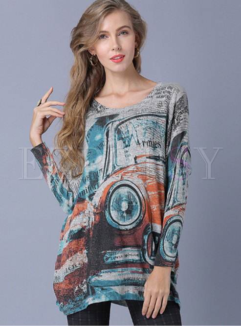 Loose O-neck Long Sleeve Pullover Sweater