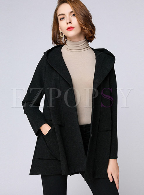 Brief Solid Color Hooded Loose Thicken Short Coat