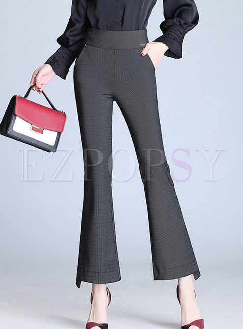 Brief Pure Color High Waist Flare Pants