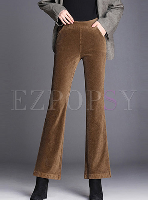 Winter Brief Slim Flare Pants With Pocket